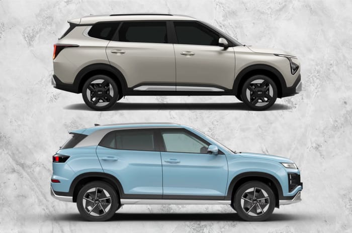 Kia Carens Clavis EV and Hyundai Creta Electric side shots